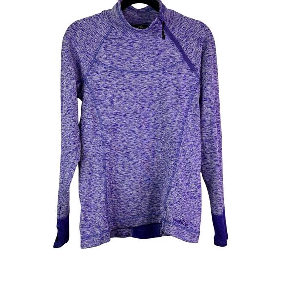 Eddie Bauer Running Sweatshirt Women medium Mock Neck 1/4 Zip Purple Pullover - Picture 1 of 7